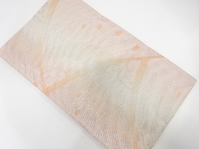 JAPANESE FUKURO OBI FOR SUMMER / UNUSED / WOVEN ABSTRACT PEACOCK FEATHERS